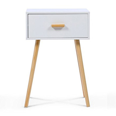 table de chevet scandinave bois et blanc